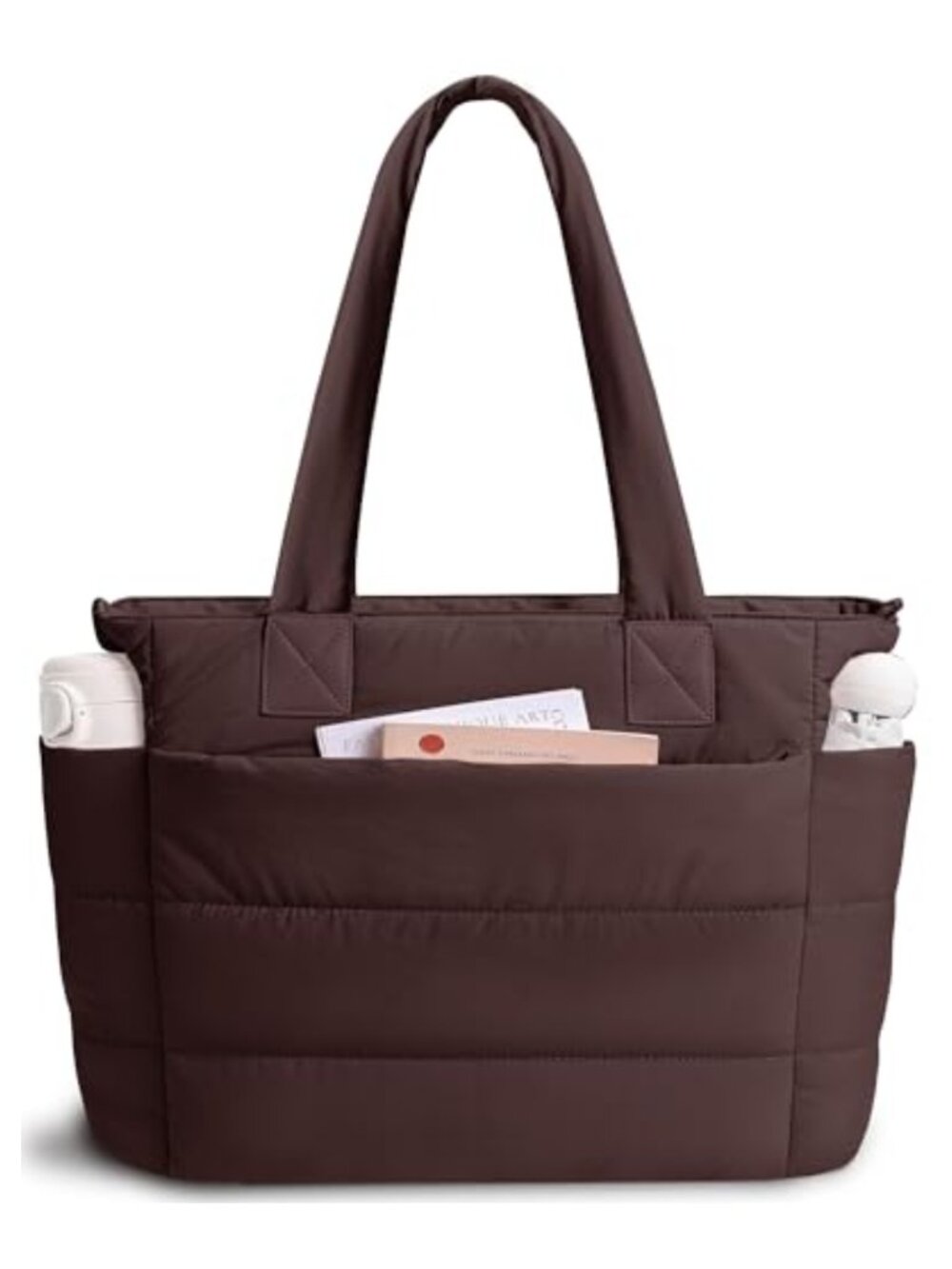 Quilted Puffer Tote Bag for Women, Water-Resistant, 15.6" Laptop, 40oz Tumbler